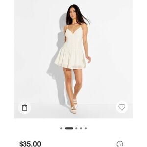 #50 MSRP $35 NWT WILD FABLE CREAM DROPPED WAIST MINI DRESS ♡SIZE XXS♡
